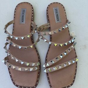 Steve Madden Tan Silver Studded Sandals